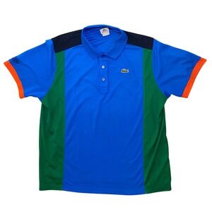 Lacoste Sport Colorblock Polo Shirt Mens XL Blue Green Orange Y2K Golf Tennis
